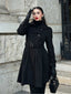 Schwarz 1950er Solide Farbe Revers Schmaler Mantel