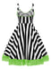 [Übergröße] Schwarz 1950er Beetlejuice Kostüm Streifen Fluoreszierend Spitze Kleid