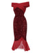 Rot 1930er Pailletten Schulterfrei Kleid