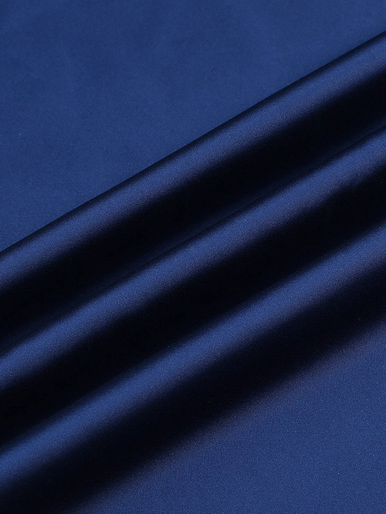 Blau 1930er Satin Bischofsärmel Jumpsuit