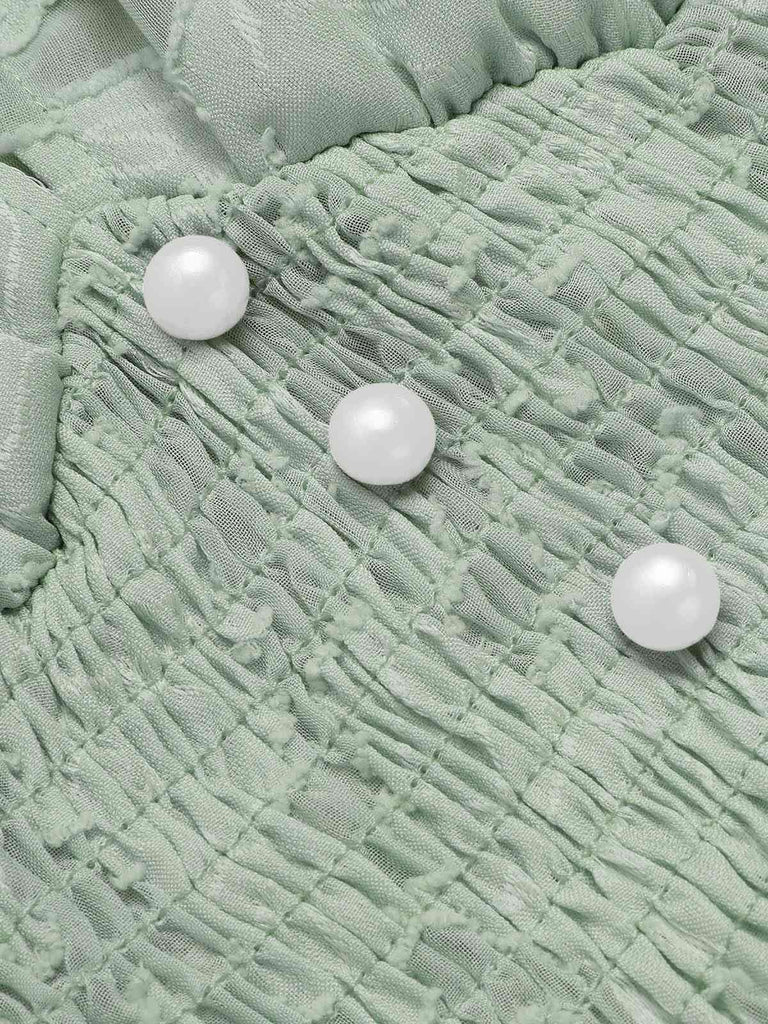 1960er Jaquard Blumen Tief V-Ausschnitt Skater Kleid