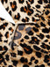 Braun 1960er Halter V-Ausschnitt Leopard Kleid