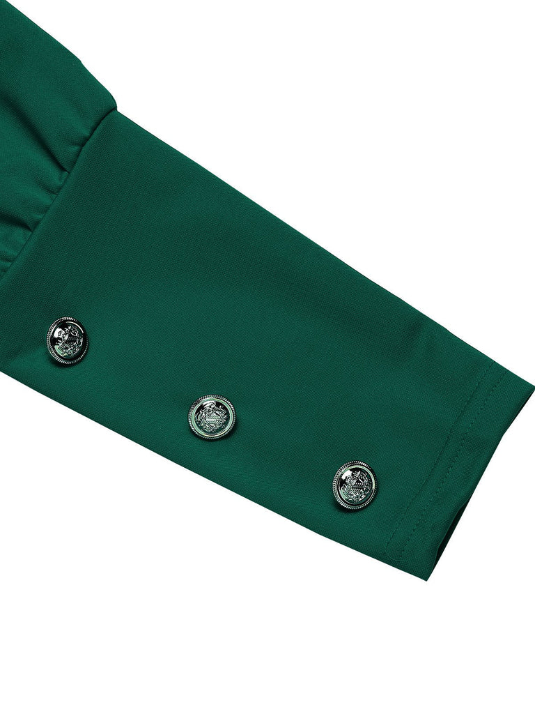 1940er Solide Plissiertes Gigot Sleeves Kleid