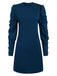 1940er Solide Plissiertes Gigot Sleeves Kleid