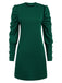1940er Solide Plissiertes Gigot Sleeves Kleid
