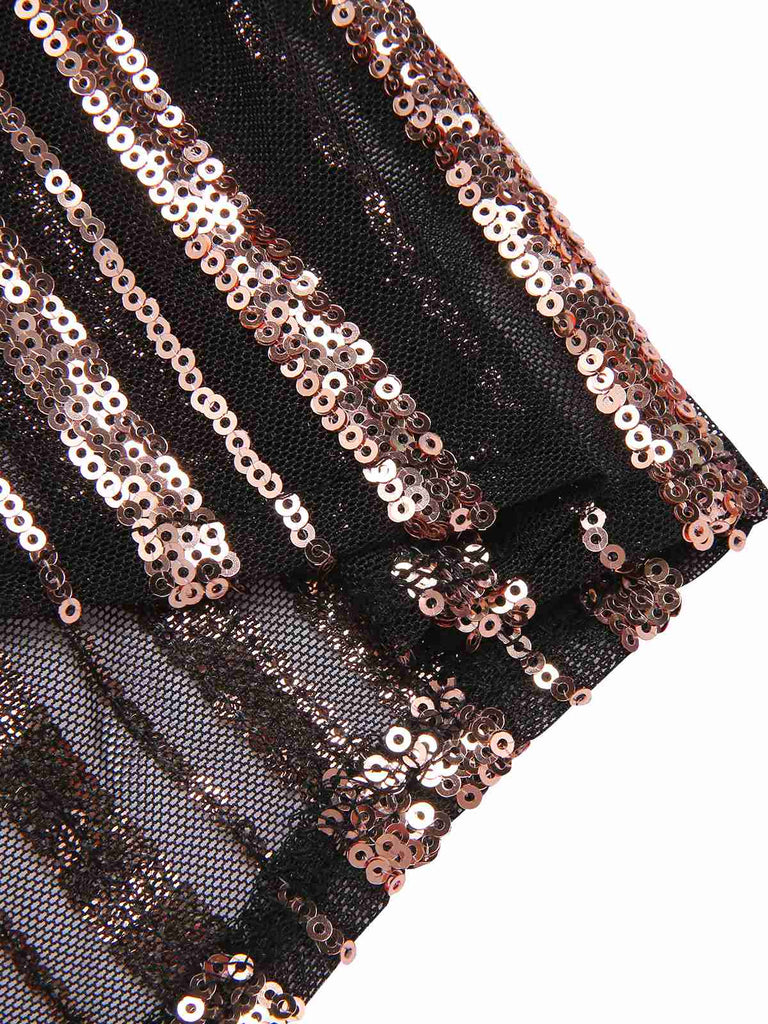 1930er Schnürung Rückenfrei Pailletten Maxi Kleid