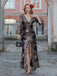 1920er Tiefer V-Ausschnitt Masche Pailletten Maxi Kleid
