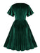 1950er Solide Rüschenärmel Samt Kleid