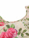 Multicolor 1950er Rose Bildhaft Gürtel Kleid