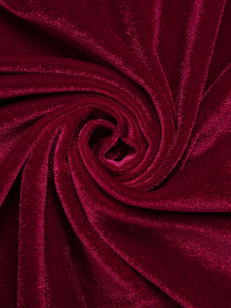 Weinrot 1960er Samt Fell Schnürung Nachtwäsche