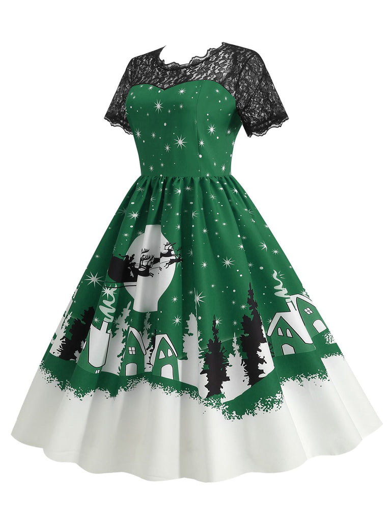 1950er Weihnachten Spitze Swing Kleid