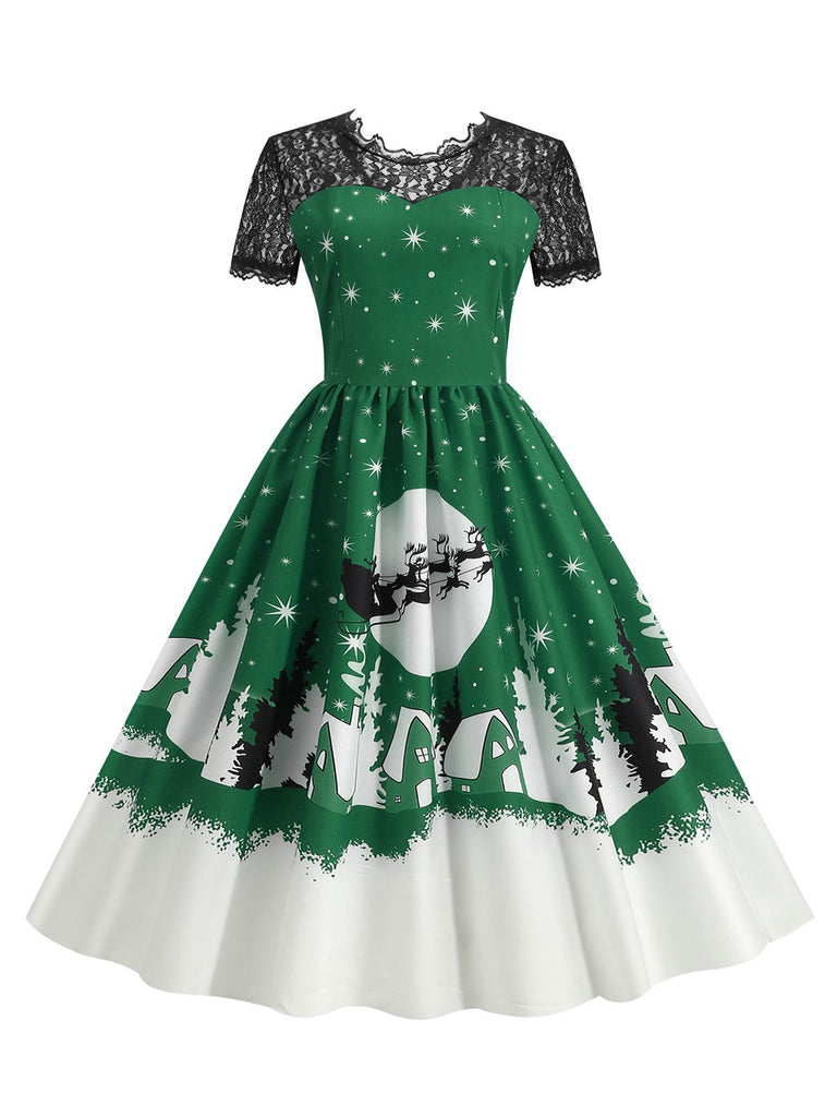 1950er Weihnachten Spitze Swing Kleid
