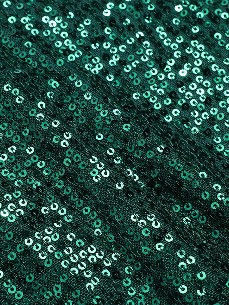 Grün 1960er Pailletten Weites-Bein Jumpsuit