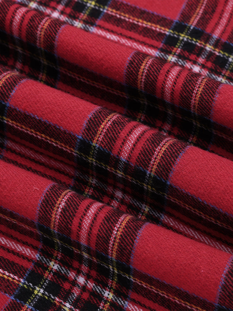 Rot 1960er Tartan Plaids Straps Kleid