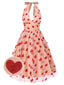 Rosa 1950er Halter Herze Netz Kleid