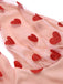 Rosa 1950er Halter Herze Netz Kleid