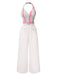 1950er Halter Starfish Bunt Streifen Gürtel Jumpsuit