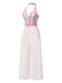 1950er Halter Starfish Bunt Streifen Gürtel Jumpsuit