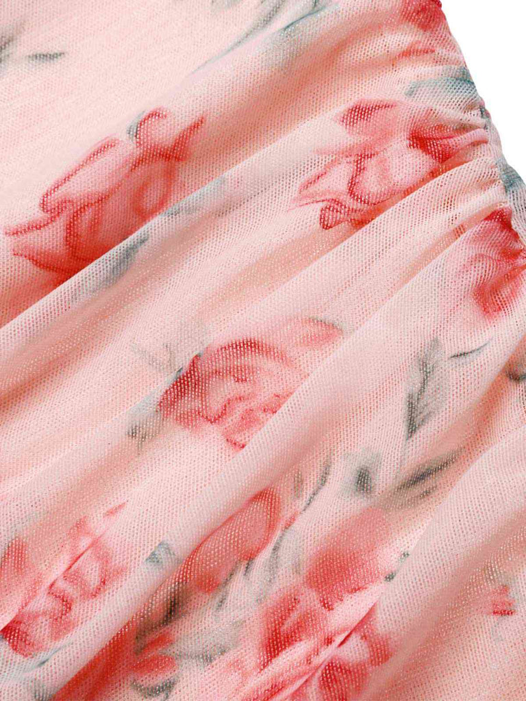 Rosa 1930er Rose Seide Netz Meerjungfrauenkleid