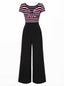 [Vorverkauf] Rosa 1950er Hohl Bogen Streifen Patchwork Jumpsuit