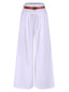 1930er Hohe-Taille Gürtel Weites-Bein Solide Hosen