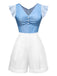 Blau 1940er Aschenputtel Rüschen Romper