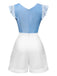 Blau 1940er Aschenputtel Rüschen Romper
