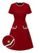 Rot 1960er Solide Tasche Kleid