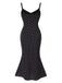 Schwarz 1930er Träger Polka Dots Meerjungfrauen Kleid