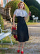 Schwarz 1930er Dots Krawattenhals Meerjungfrauenkleid