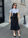 Schwarz 1930er Dots Krawattenhals Meerjungfrauenkleid