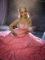 Rosa 1950er Glinda Wicked Glitter Netz Swing Kleid