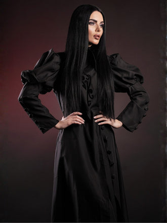 Schwarz 1940er Gothic Wicked-Inspiriert Elphaba Blumen Hexenkleid