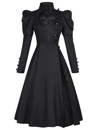 Schwarz 1940er Wicked-Inspiriert Elphaba Blumen Hexen Kleid