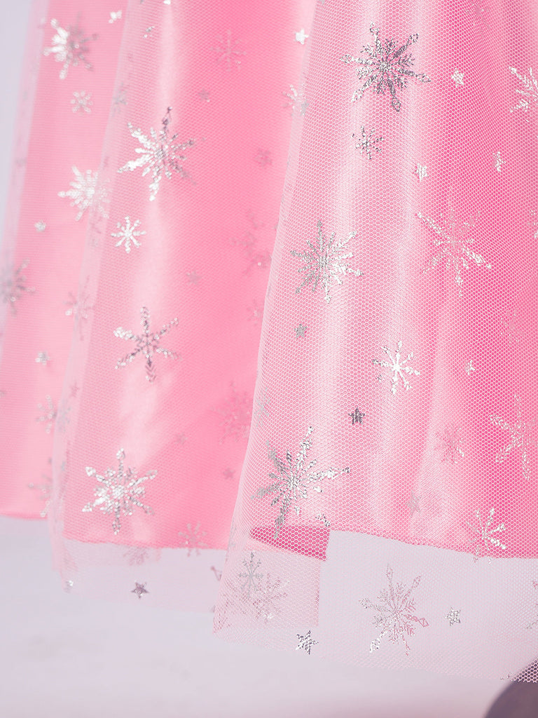 Rosa 1970er Glinda Wicked Pailletten Top & Swing Netz Rock