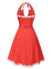 [Vorverkauf] Rot 1950er Polka Dots Plissiertes Spitze Halter Kleid