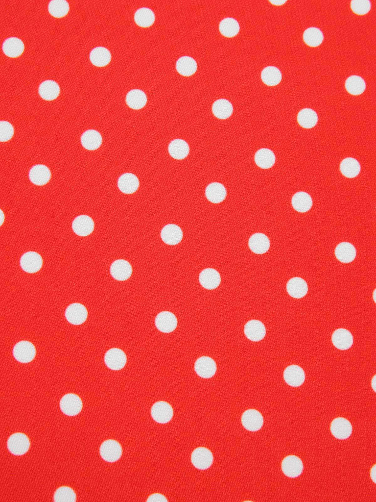 [Vorverkauf] Rot 1950er Polka Dots Plissiertes Spitze Halter Kleid