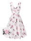 [Vorverkauf] Rosa 1940er Tief V-Ausschnitt Chiffon Rose Kleid