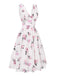 [Vorverkauf] Rosa 1940er Tief V-Ausschnitt Chiffon Rose Kleid