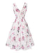 [Vorverkauf] Rosa 1940er Tief V-Ausschnitt Chiffon Rose Kleid