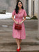 Rot 1950er Baumwolle Gingham Plaids Gürtel Kleid