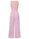 [Vorverkauf] Rosa 1960er Herzförmiger Hals Roses Gürtel Jumpsuit