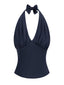 1950er Solide Ärmellos Halter Ruched Top