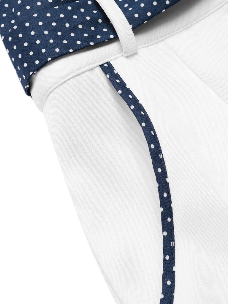 Blau 1940er Polka Dot Patchwork Träger Romper