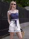 Blau 1940er Polka Dot Patchwork Träger Romper