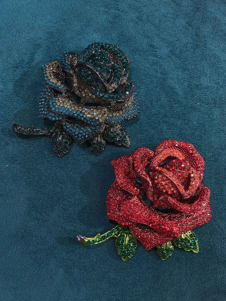 Vintage Strassstein Rose Brosche