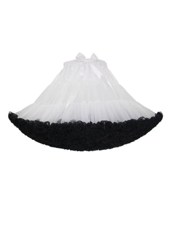 Weißes 1950er Solide Halloween Netz Unterrock Petticoat