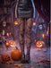Schwarze Gothic Netzstrumpfhose mit Fledermaus-Print
