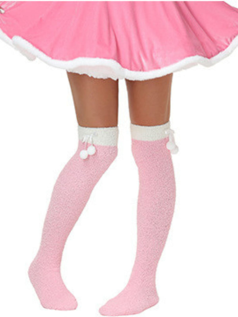 Flauschige Weihnachts-Overknee-Socken mit Rentiermotiv
