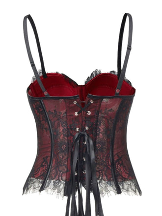 Schwarzes 50er Gothic Korsett-Top mit Spitze